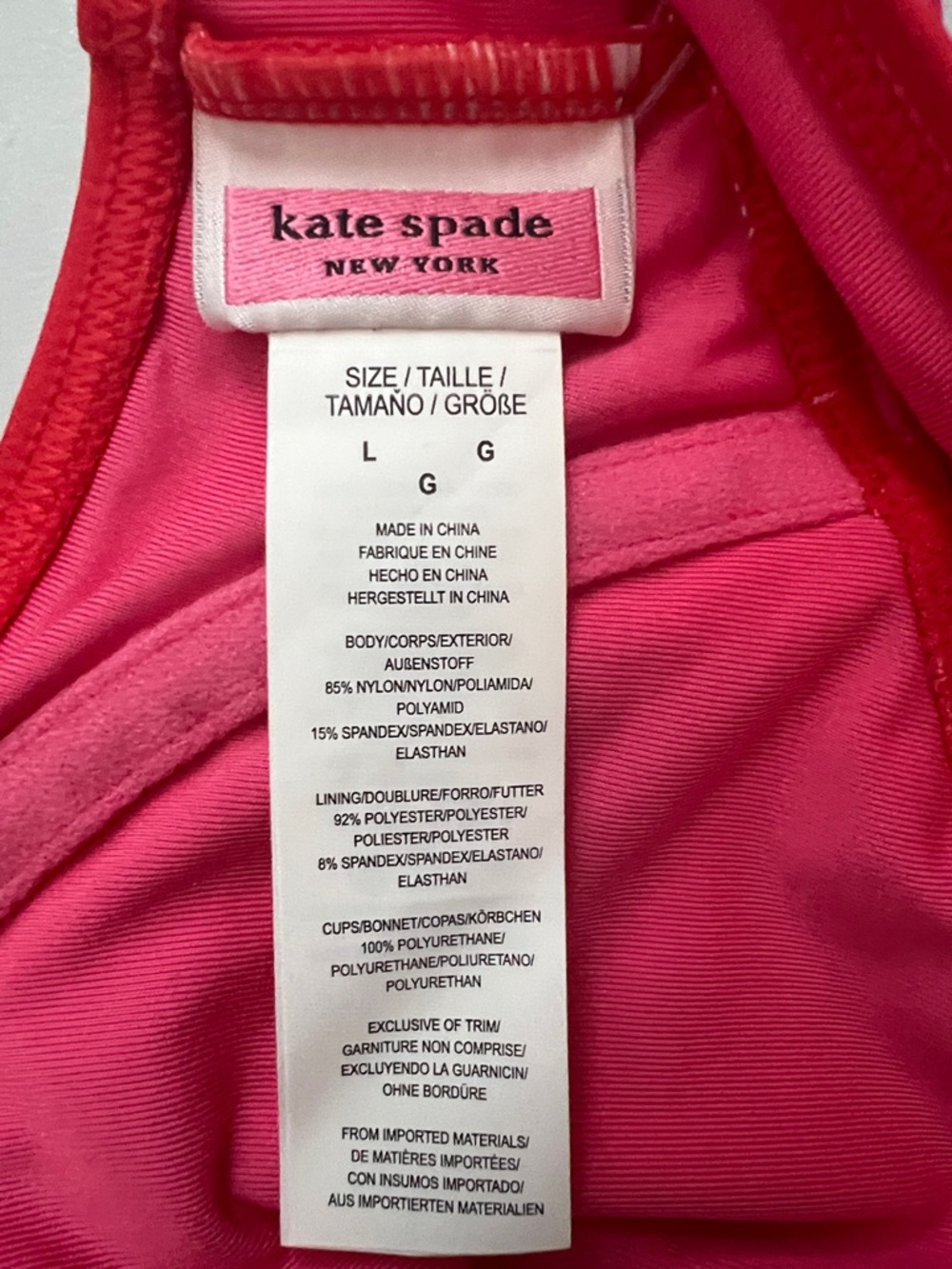Kate Spade Flame Scarlett Polka Dot Bikini Top Large NWT Underwire Pink Red - Picture 6 of 10